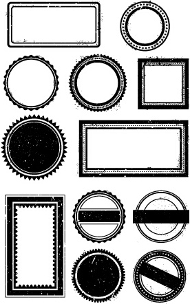 black grunge stamp borders vector 