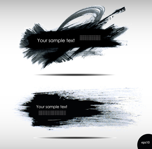 black ink grunge banners design vector