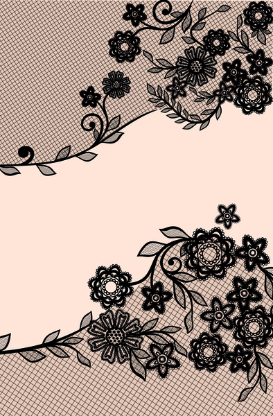 black lace floral creative background