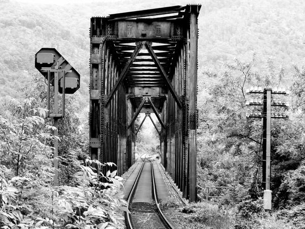 black railway bridge railway