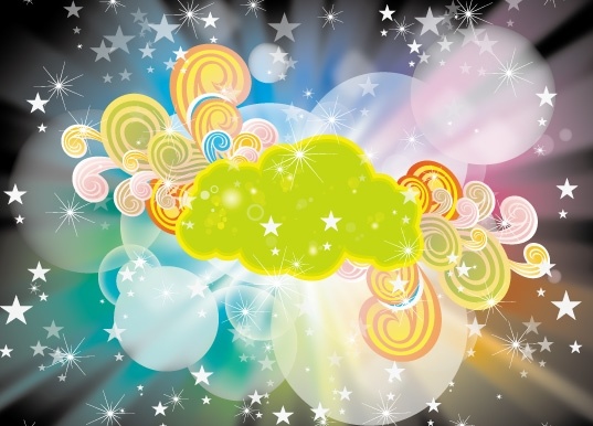 eventful background gleaming stars clouds bokeh round ornament