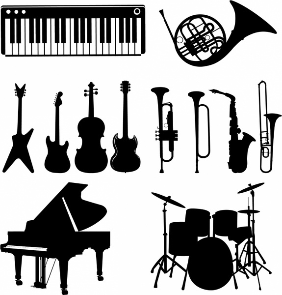 Black Silhouettes - Musical Instruments