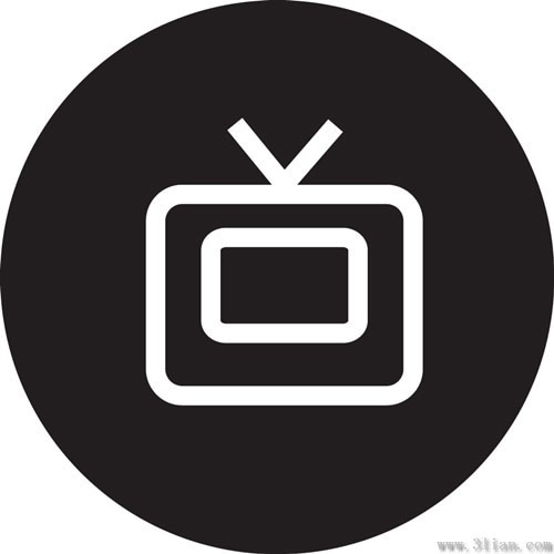 black tv icon vector