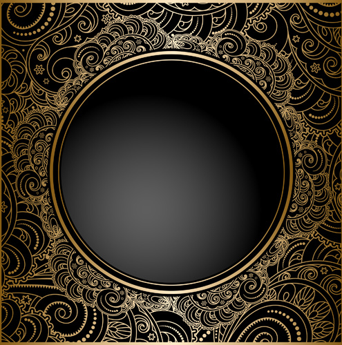 black with golden vintage background art vector