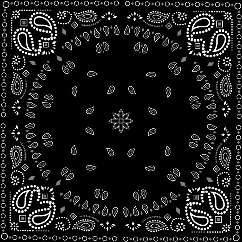 black with white bandana patterns design vector 