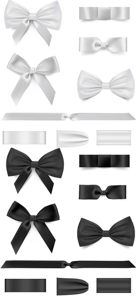 Black with white bow ribbon vector Vectors graphic art designs in ...