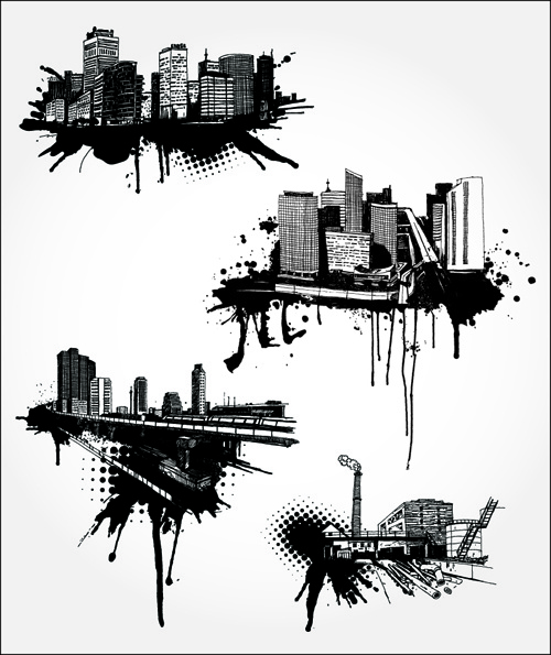 black with white city building design vector