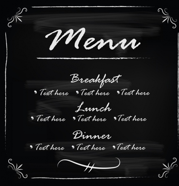 blackboard frame template menu vector