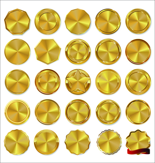 blank gold badges vector