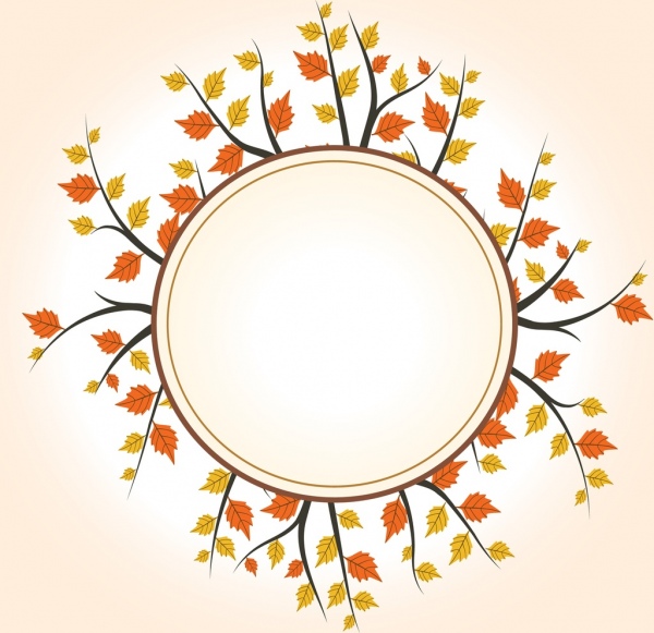 blank round frame yellow autumn leaves decoration 