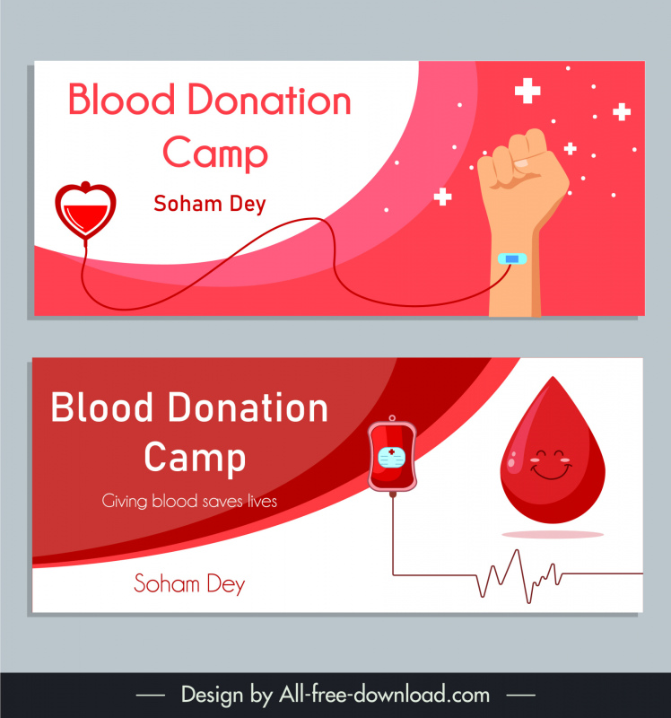 blood donation camp poster template stylized blood hand cross cardiogram sketch