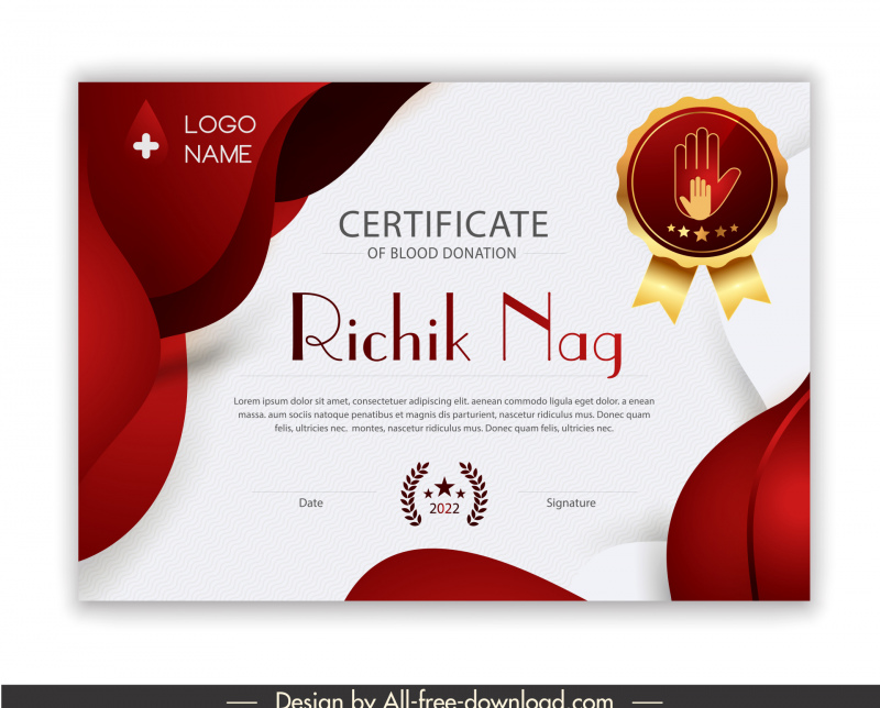 blood donation certificate template modern elegant luxury contrast design