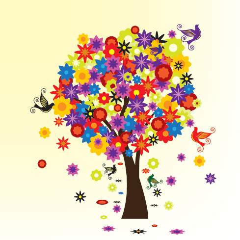 blooming tree vector graphic