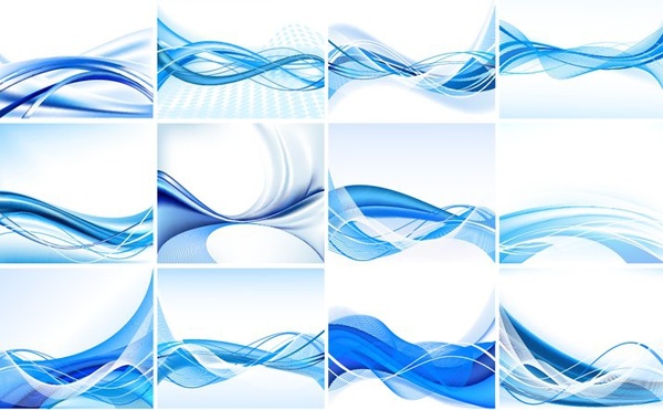 blue abstract background sets swirled waving decoration