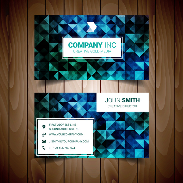 blue and green abstract corporate business card