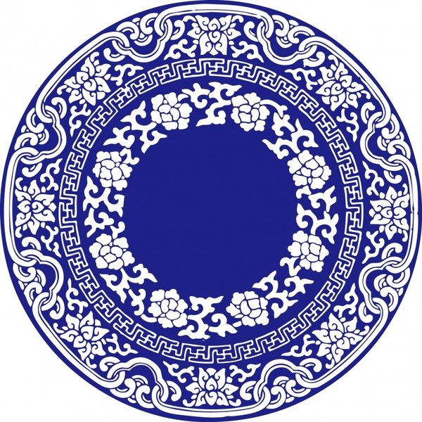 classical oriental circle pattern blue retro seamless decor