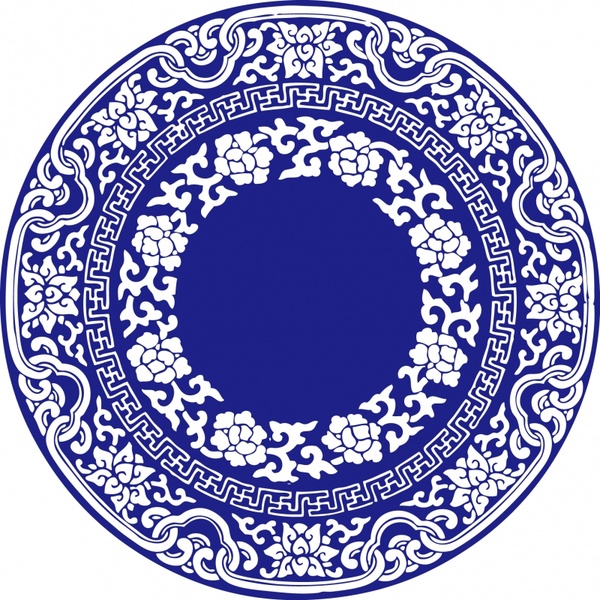 classical oriental circle pattern blue retro seamless decor 