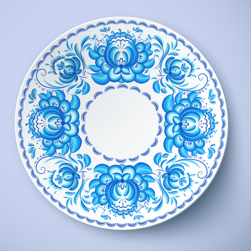blue and white porcelain creative design vector