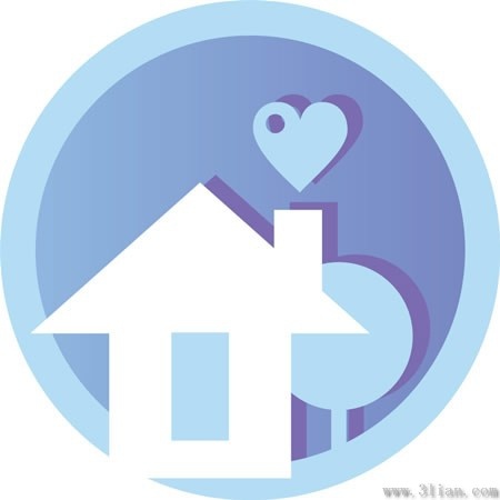 blue cartoon house icon vector