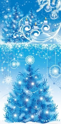 blue christmas tree with ornaments background vector
