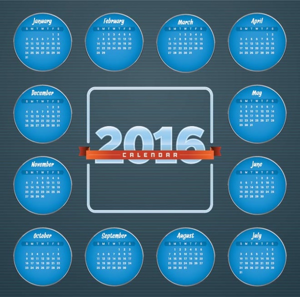 Blue circle month block16 calendar template Free vector in Encapsulated ...