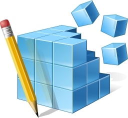 Blue cube and pencil