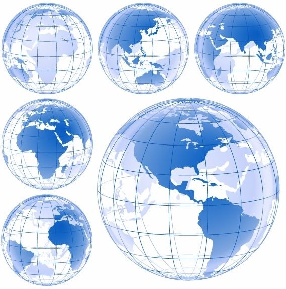 Blue Earth Globe Vector Set 