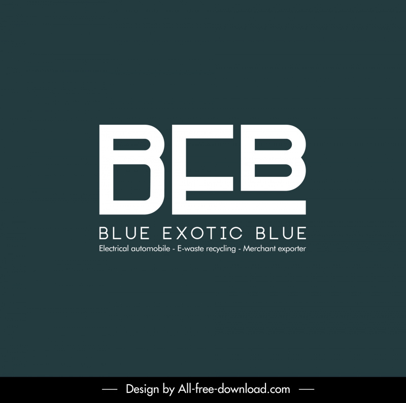 blue exotic blue logo template elegant flat capital texts sketch