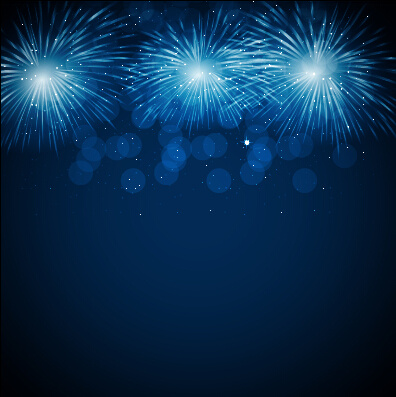 blue fireworks vector background