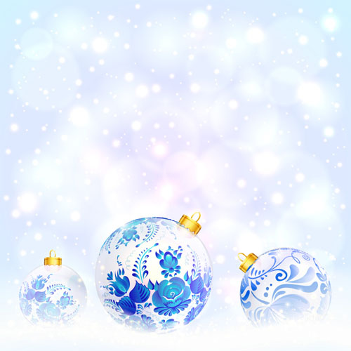 blue floral christmas ball art background vector