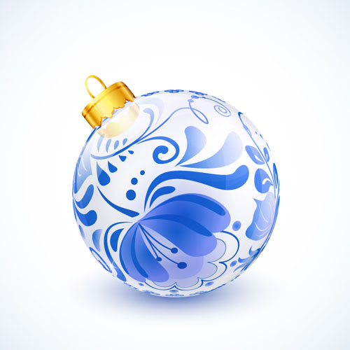 blue floral christmas ball creative vector