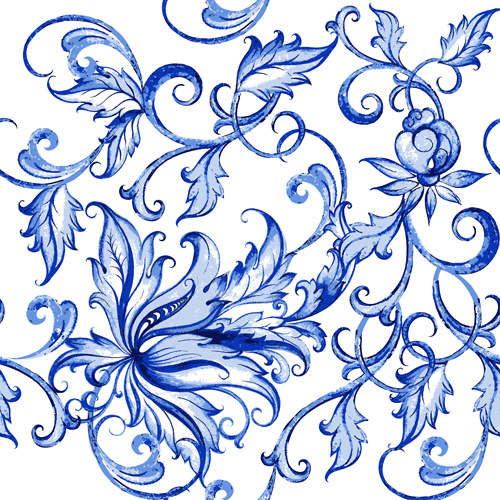 blue floral ornaments vector backgrounds 