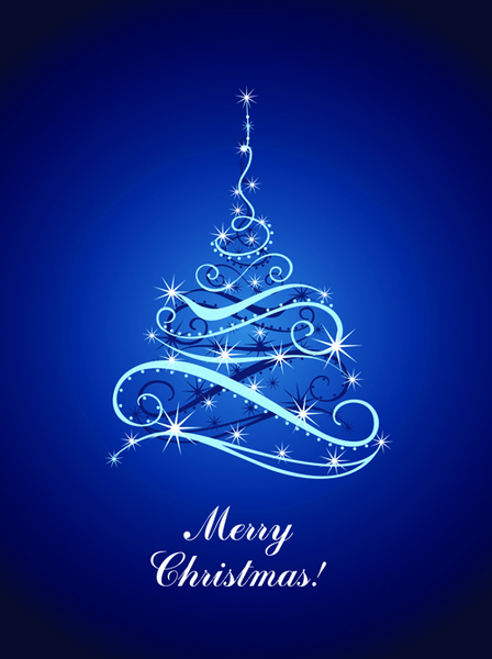 blue light christmas trees design vector