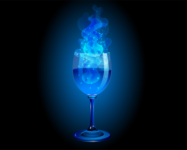 blue magic wine glass