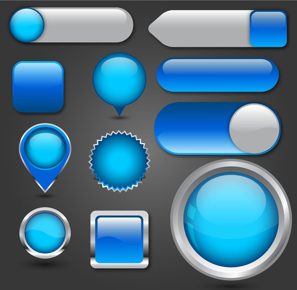 blue multishaped digital buttons collection