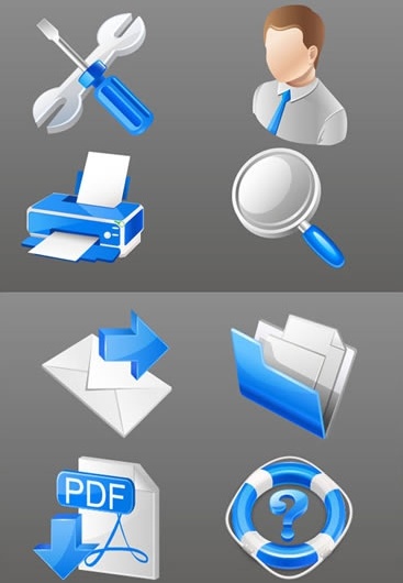 computer icon templates modern blue white 3d symbols
