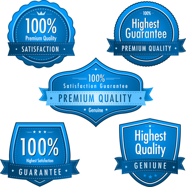 blue premium quality labels creative vector