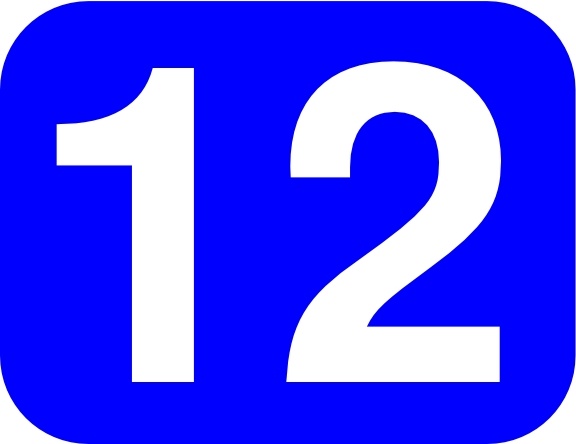Blue Rounded Rectangle With Number 12 clip art