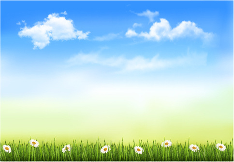 blue sky and white clouds in spring design vector