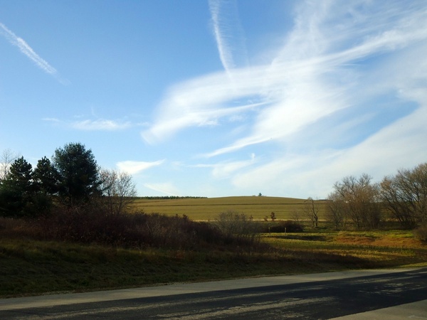 blue sky over fields in govenor dodge state park wisconsin