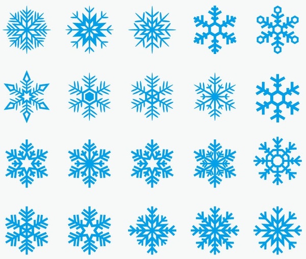 blue snowflakes vector set