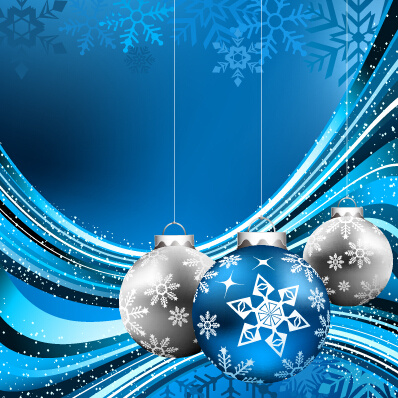 Blue style christmas baubles and snowflake backgroud Vectors graphic ...