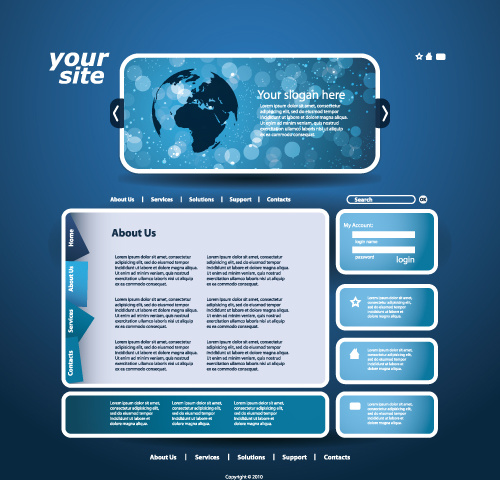 blue style website template vector