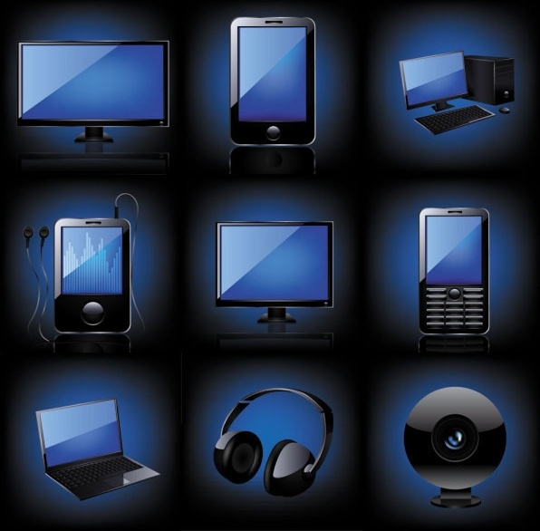 blue technology products icon 03 vector
