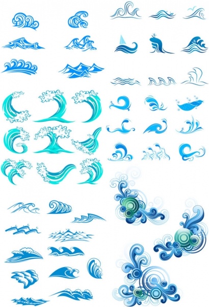 blue waves graphics vector