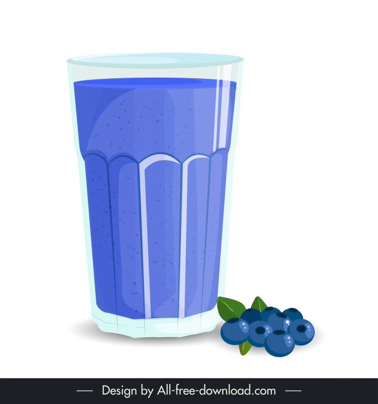 blueberry  smoothie glass icon blue classic sketch