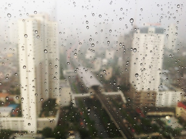 blur building city drop droplet glass rain storm