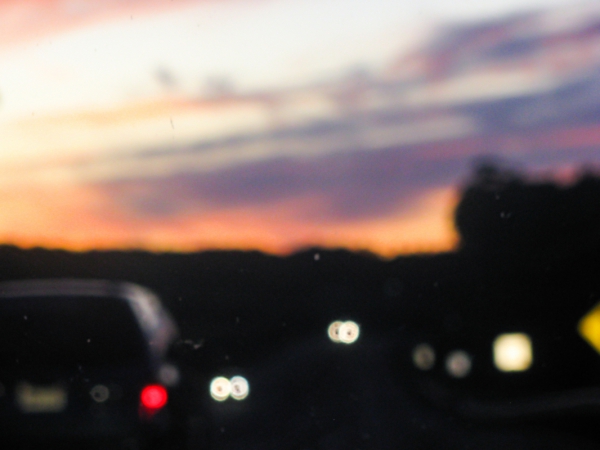 blurred sunset over highway