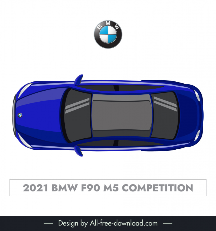 bmw f90 m5 car model advertising template modern top view sketch symmetric design