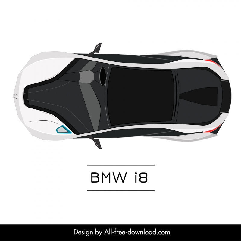 bmw i8 car model advertising template flat modern symmetric top view outline 